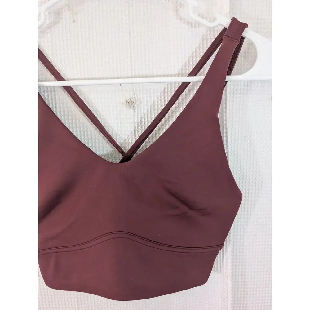 LULULEMON! LUXE BURGUNDY RACER BACK ATHLETIC BRA TOP, LOGO BACK! ADORABLE! SZ XS